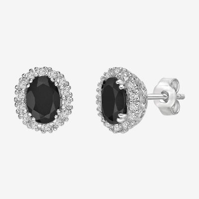 Genuine Black Onyx Sterling Silver 10mm Oval Stud Earrings