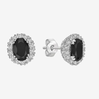 Genuine Black Onyx Sterling Silver 10mm Oval Stud Earrings