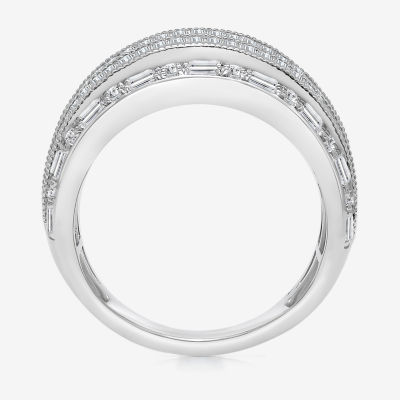 (I / I1) Womens 2 CT. T.W. Lab Grown White Diamond 10K White Gold Anniversary Band