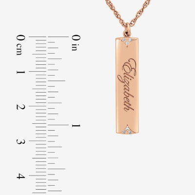 Personalized Name Womens Diamond Accent Natural White 10K Gold Bar 18 Inch Necklace