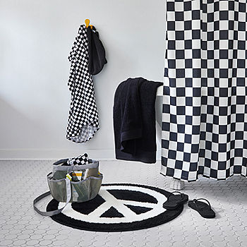 Black White Checkered Bath Towels