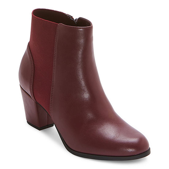 east 5th Womens Aura Block Heel Booties, Color: Wine - JCPenney