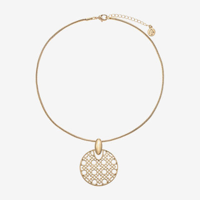 Liz Claiborne Filigree Womens Zinc Round Pendant Necklaces