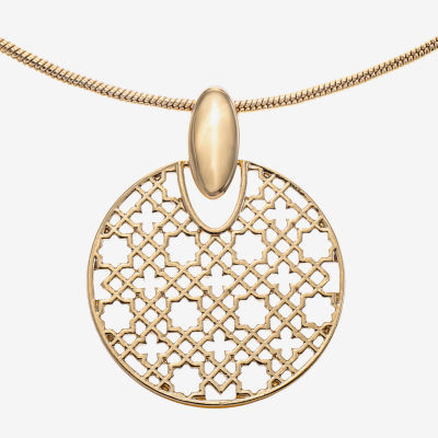 Liz Claiborne Filigree Womens Zinc Round Pendant Necklaces