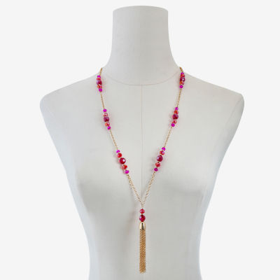 Liz Claiborne Tassel Womens Round 30 Inch Pendant Necklace