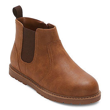 Little & Boys Wesley Flat Heel Chelsea Boots, Color: Brown - JCPenney