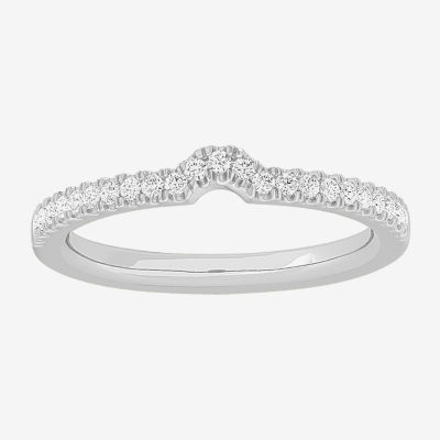 (G-H / Si1-Si2) Womens 1/7 CT. T.W. Lab Grown White Diamond 10K White Gold Wedding Band