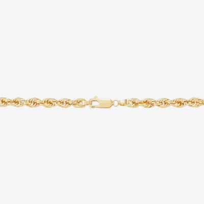 Mens 10K Gold 8 1/2 Inch Hollow Rope Chain Bracelet