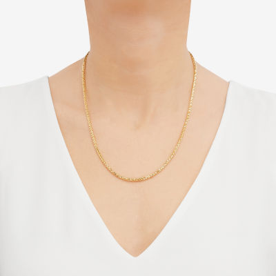 14K Gold Inch Solid Wheat Chain Necklace