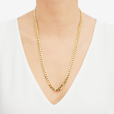 Made Italy 14K Gold 22 Inch Solid Curb Chain Necklace