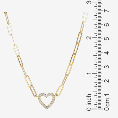 Paris 1901 By Charles Garnier Womens White Cubic Zirconia 18K Gold Over Silver Heart Pendant Necklace