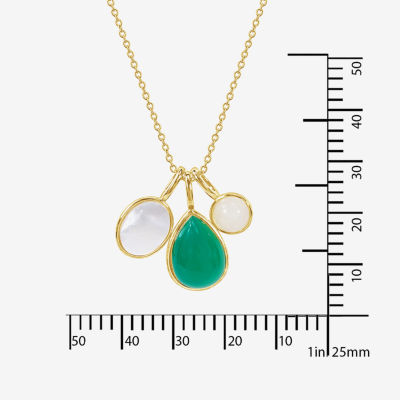 Diamonart Womens White Agate 14K Gold Over Silver Pear Pendant Necklaces