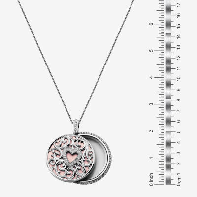 Magnifying Womens 2 3/4 CT. T.W. Cubic Zirconia Pure Silver Over Brass Heart 38 Inch Pendant Necklace