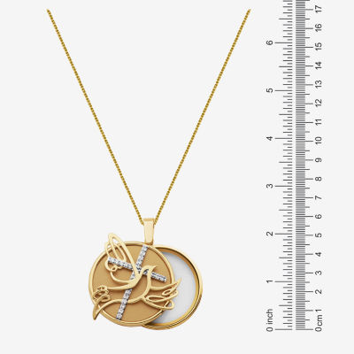 5X Magnifying Dove Womens 1 CT. T.W. Cubic Zirconia Pure Silver Over Brass Cross Pendant Necklace