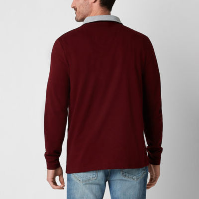 St. John's Bay Mens Mock Neck Long Sleeve Quarter-Zip Pullover
