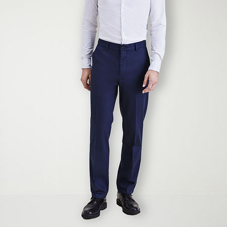 Dockers Signature Iron Free Khaki With Stain Defender Mens Straight Fit Flat Front Pant, 30 32, Blue