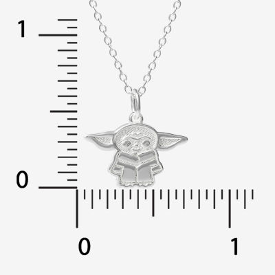 Disney Collection Made in Italy Grogu Girls Sterling Silver 15 Inch Pendant Necklace