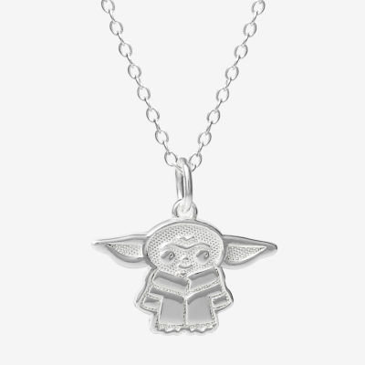 Disney Collection Made in Italy Grogu Girls Sterling Silver 15 Inch Pendant Necklace