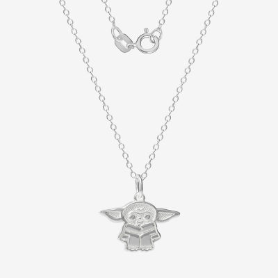 Disney Collection Made in Italy Grogu Girls Sterling Silver 15 Inch Pendant Necklace