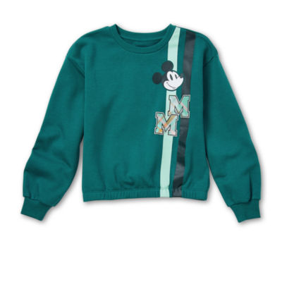 Disney Collection Little & Big Girls Crew Neck Long Sleeve Fleece Mickey Mouse Sweatshirt