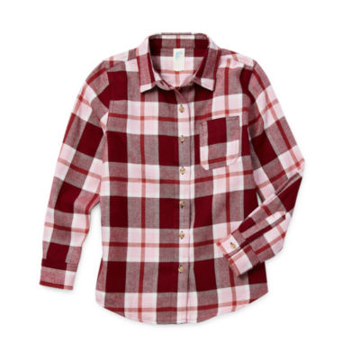 Thereabouts Little & Big Girls Long Sleeve Flannel Shirt