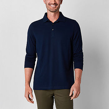 St. John\'s Bay Super Soft Jersey Mens Classic Fit Long Sleeve Polo Shirt -  JCPenney