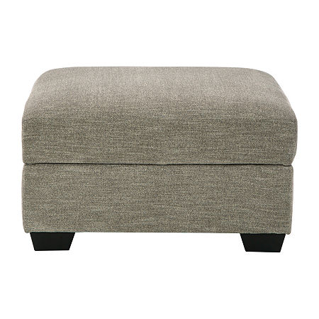 Signature Design By Ashley Creswell Cushioned Storage Upholstered Ottoman, One Size, Gray