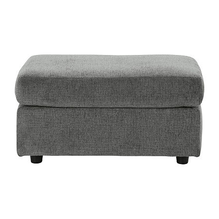 Signature Design By Ashley Stairatt Cushioned Upholstered Ottoman, One Size, Gray