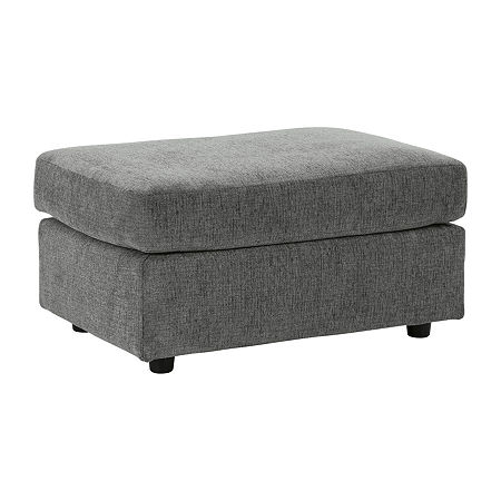 Signature Design By Ashley Stairatt Cushioned Upholstered Ottoman, One Size, Gray