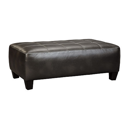 Signature Design By Ashley Nokomis Cushioned Upholstered Ottoman, One Size, Brown