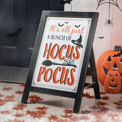 Glitzhome Halloween Wooden Standing Easel Indoor Porch Sign