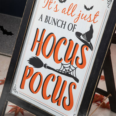 Glitzhome Halloween Wooden Standing Easel Indoor Porch Sign