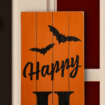 Glitzhome Wooden Happy Halloween Indoor Porch Sign