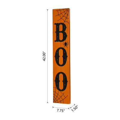 Glitzhome Lighted Wooden Boo Porch Halloween Indoor Sign