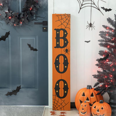 Glitzhome Lighted Wooden Boo Porch Halloween Indoor Sign