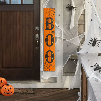 Glitzhome Lighted Wooden Boo Porch Halloween Indoor Sign