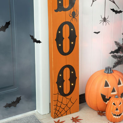 Glitzhome Lighted Wooden Boo Porch Halloween Indoor Sign