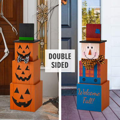 Glitzhome Double Sided Wooden Decor Halloween Indoor Porch Sign