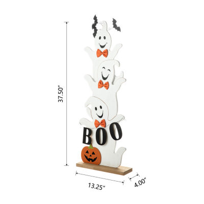 Glitzhome Halloween Wooden Ghost Decor Indoor Porch Sign