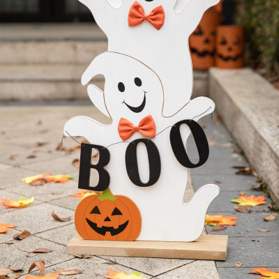 Glitzhome Halloween Wooden Ghost Decor Indoor Porch Sign