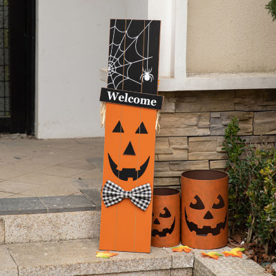 Glitzhome Double Sided Wooden Decor Halloween Indoor Porch Sign