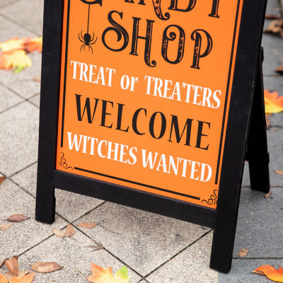 Glitzhome Wooden Standing Halloween Indoor Porch Sign