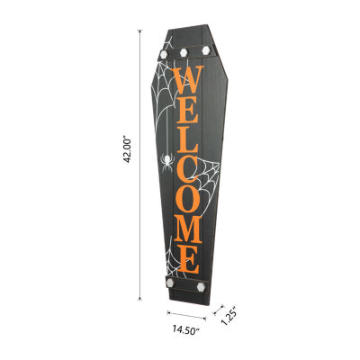 Glitzhome Wooden Coffin Decor Halloween Indoor Porch Sign