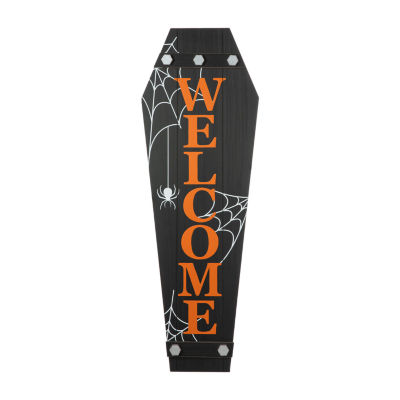 Glitzhome Wooden Coffin Decor Halloween Indoor Porch Sign