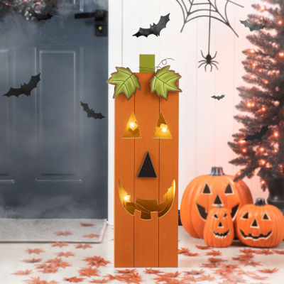 Glitzhome Lighted Pumpkin Decor Halloween Indoor Porch Sign