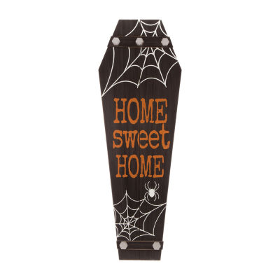 Glitzhome Coffin Leaning Decor Halloween Indoor Porch Sign