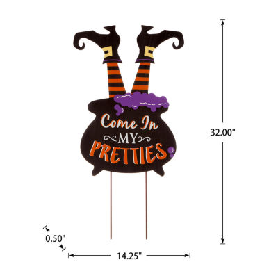 Glitzhome Halloween Wooden Witch Holiday Yard Art