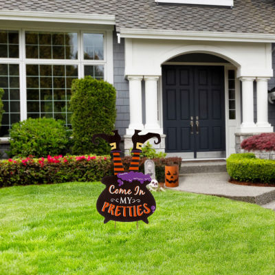 Glitzhome Halloween Wooden Witch Holiday Yard Art