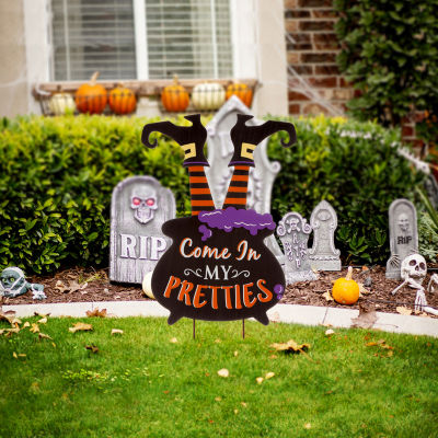 Glitzhome Halloween Wooden Witch Holiday Yard Art