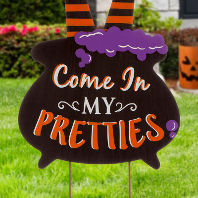 Glitzhome Halloween Wooden Witch Holiday Yard Art